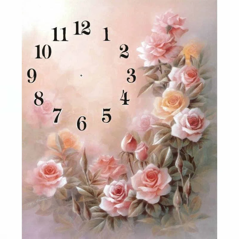 

5D Diamond Pattern Rhinestone Needlework Diy Diamond Painting Cross Stitch "Clock flower" Diamond Embroidery