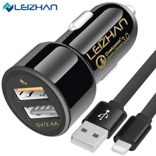 LEIZHAN Dual USB Автомобильное зарядное устройство для мобильного телефона для iphone x/8/7/6s Plus/samsung/huawei/Xiaomi Adroid Smart Moblie Powerdrive