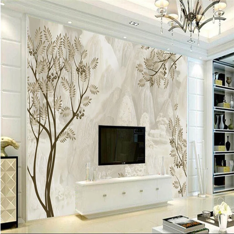 

Wall Papers Home Decor Custom Foliage 3d Stereoscopic Wallpaper Minimalist Embossed Non-Woven TV Background Study Kitchen Wall