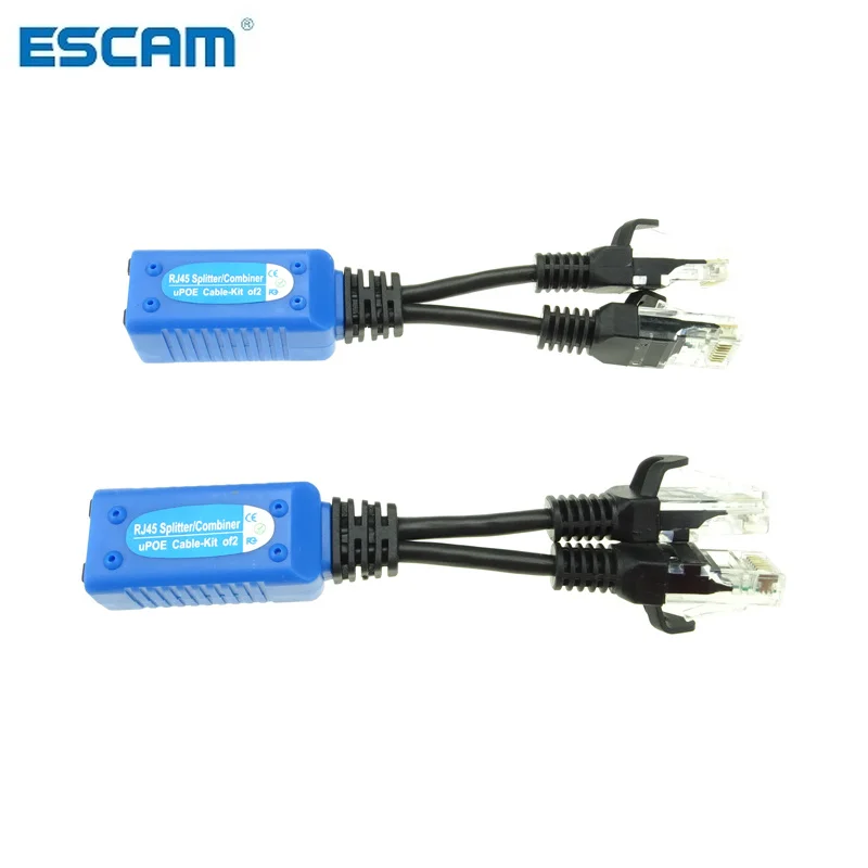 ESCAM 1 пара RJ45 сплиттер-Сумматор, кабель, два POE камера использует один сетевой кабель адаптер POE разъемы пассивного Мощность кабель