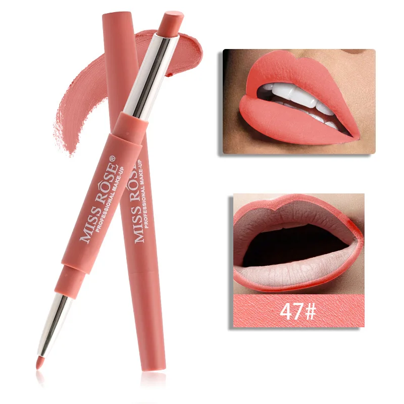 1Pcs Sexy Coral Red 20 Color Double-end Lip Makeup Lip Liner Waterproof Moisturizing Lipsticks Lasting Lip Pencil Cosmetic#02 - Цвет: 47