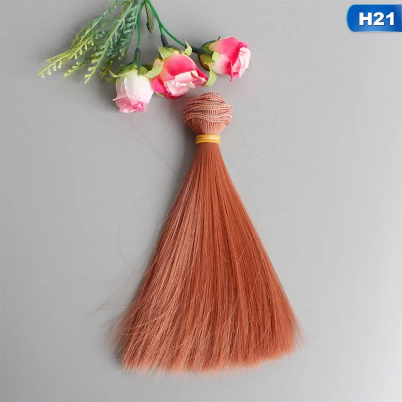 1 шт. 15*100 см аксессуары для кукол прямые синтетические волосы парик для куклы парики высокая температура провода Diy парик - Цвет: 21