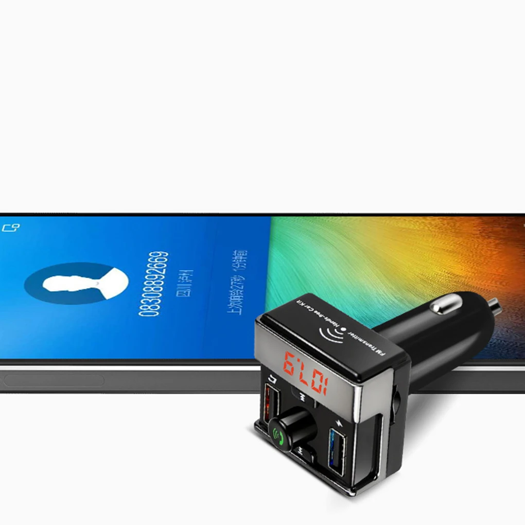 Автомобильный беспроводной Bluetooth fm-передатчик, mp3-плеер с двумя usb-портами, зарядное устройство для телефона, поддержка USB флэш-диска/TF карты