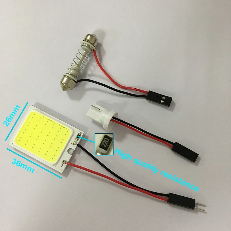 10pcs T10 W5W Led BA9S C5W C10W Festoon 31mm 36mm 39mm 42mm 3 Adapters COB LED Reading Panel Lights Car Interior Dome Light Lamp (3)