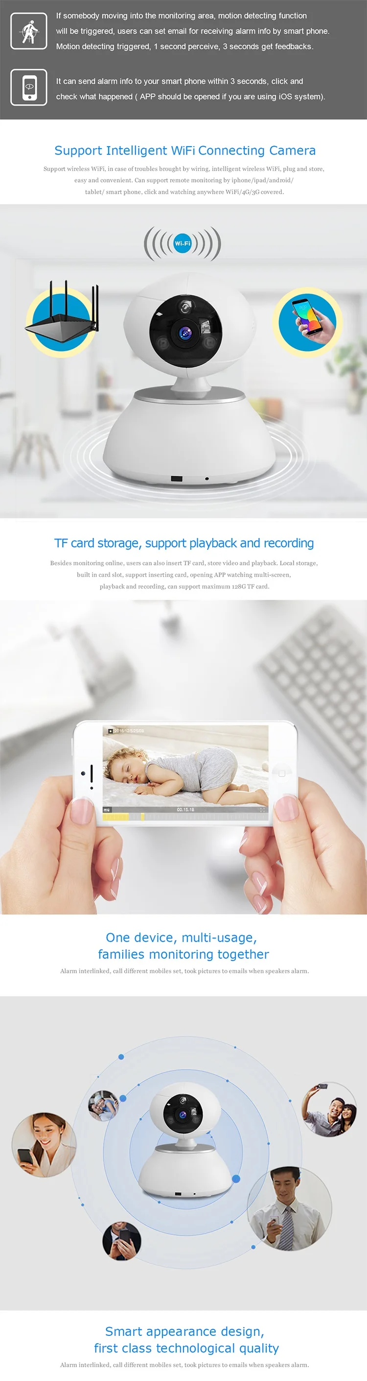 APP controlled intelligent network wireless wifi IP camera cctv camera with Pan & Tilt(11)