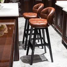 Барный стул современный минималистичный барный стул из твердой древесины высокий стул креативный барный стул скандинавский домашний высокий стул
