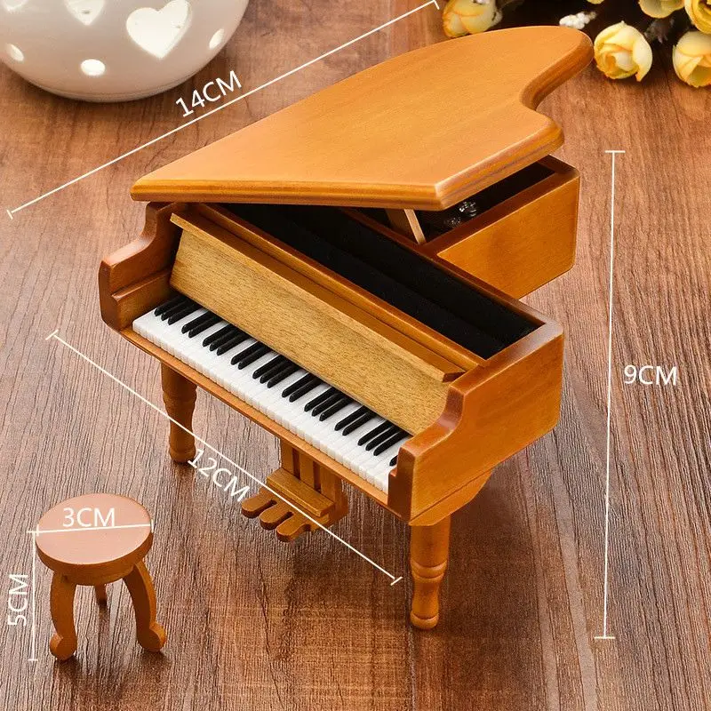 Пианино деревянная музыкальная шкатулка стиль Burlywood цвет 18 мелодий грандиозные подарки на день Святого Валентина Классическая хорошая Музыкальная шкатулка со стулом ремесло