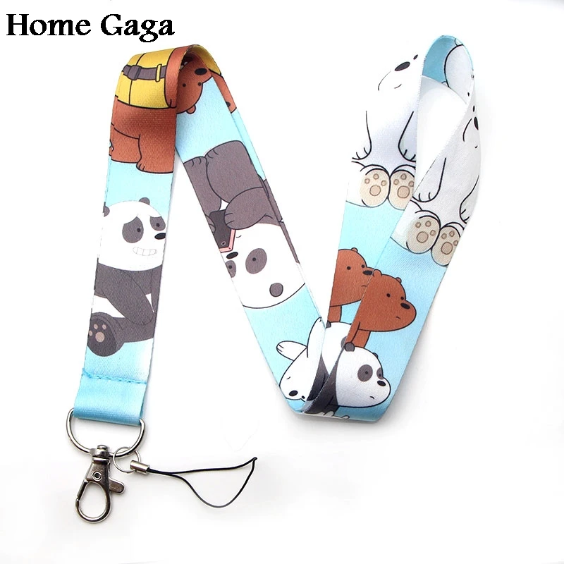 

Homegaga Three bare bears cartoon kids lanyards neck straps for phones keys bead id card holders keychain webbing D1218
