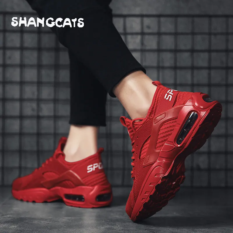 

New Feel Men Walking Shoes Aurtumn tmallfs Lace Up Men Shoes Outdoor Jogging Sneakers Men Red Gray Shoes for Men Free Shipping