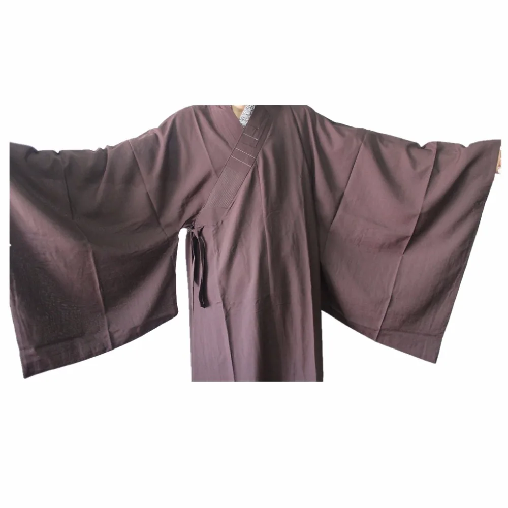 Shanghai Story Unisex High Quality Shaolin Temple Zen Buddhist Robe Lay Monk Meditation Gown Kung fu Training Uniform Suit