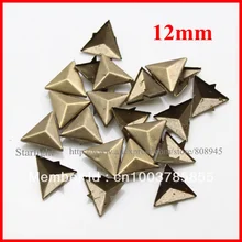12 мм треугольные бронзовые заклепки в форме пирамиды Шипы DIY заклепки для сумки/одежды 1000 шт/партия star15
