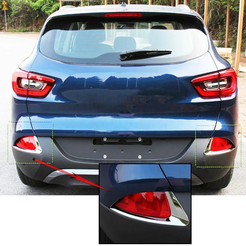 Car Fog Light Cover For Renault Kadjar 2015 Chrome Rear Fog Light Lamp Cover Eyebrow Bezel Trim Molding Decoration Car Accessories