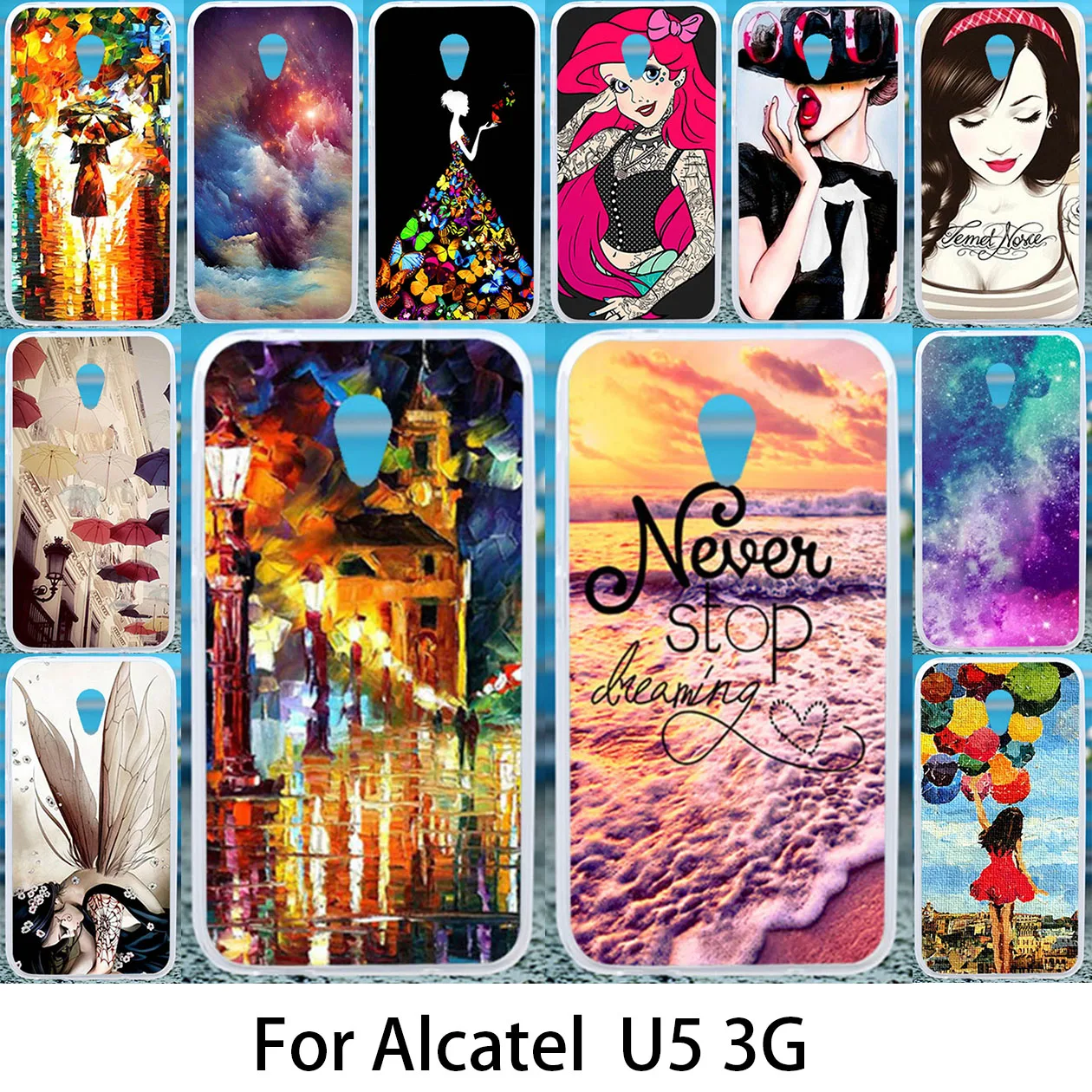 

Akabeila Phone Case For Alcatel U5 3G Cases 4047 4047D 4047Y Silicon Soft TPU Cover Anti-knock 5047D Covers