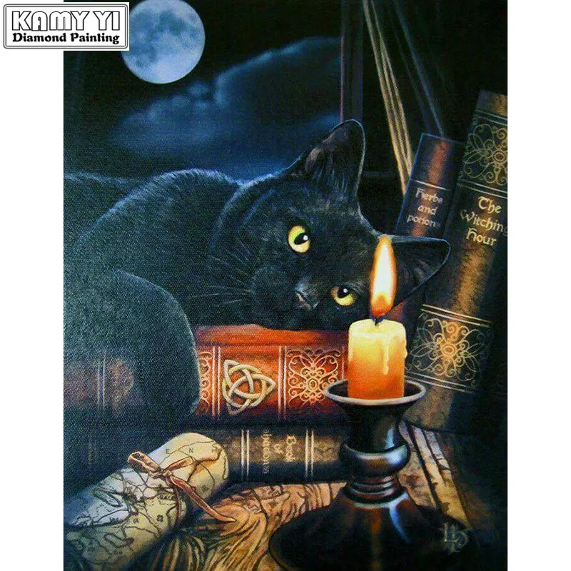 

Diamond Embroidery 5D DIY Diamond Painting Cute Cat & candle Painting Cross Stitch Rhinestone Decoration new year gift
