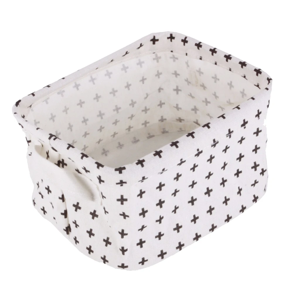 

White&Black Linen Desk Storage Basket Holder Jewelry Stationery Office Organizer Case Organizer For Cosmetics