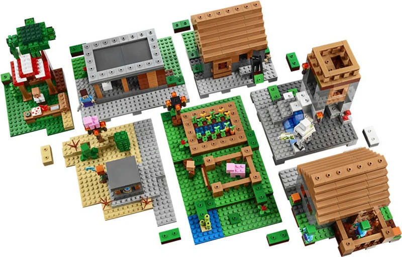 font b LEPIN b font 1600 pcs Model building kits compatible my worlds MineCraft Village