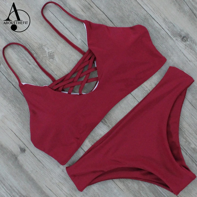ABOUTTHEFIT Bandage Bikini 2017 Swimwear Women New Low Waist Swim Biquini Bathing Suit Padded Sexy Swimsuit Maillot De Bain