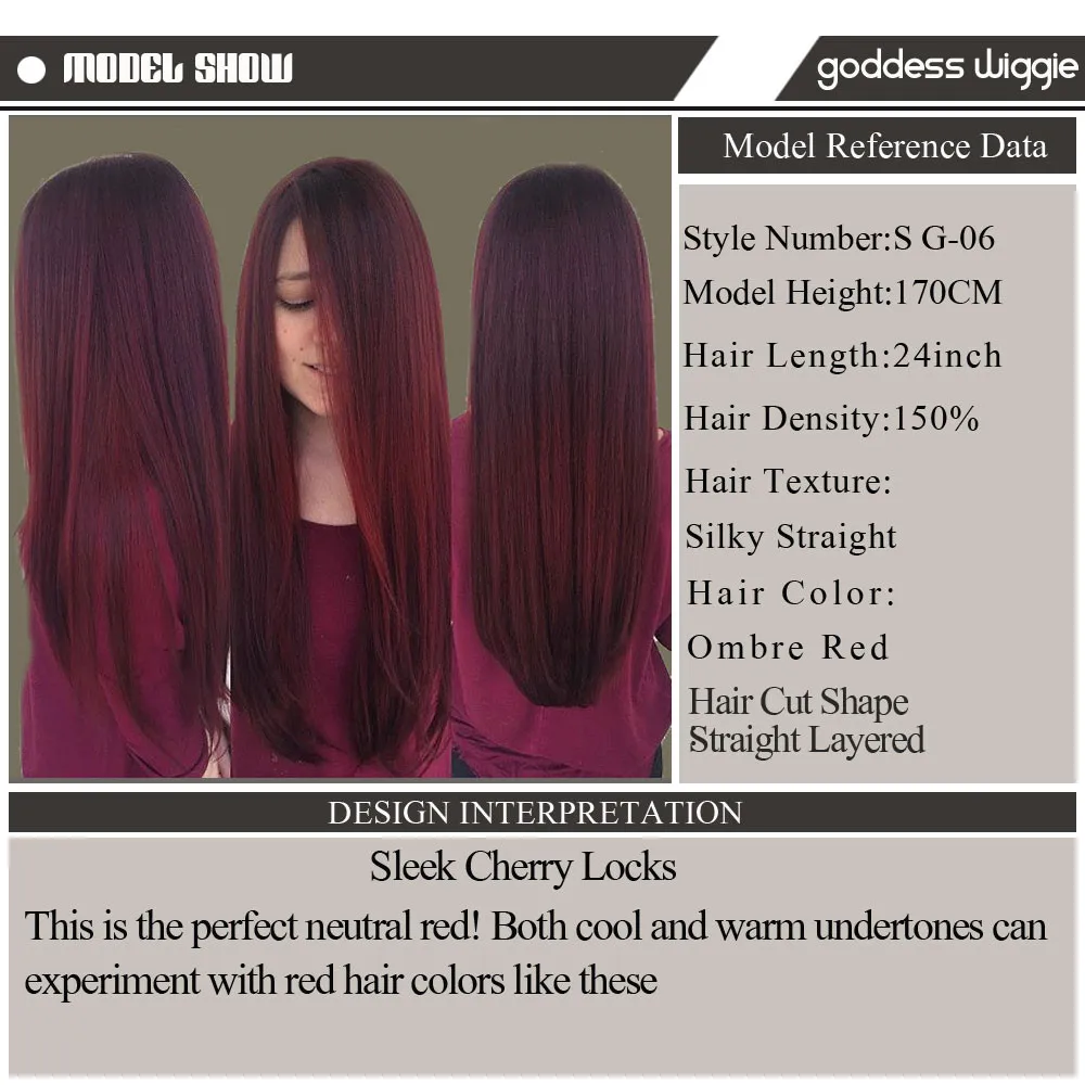 150density Ombre Cherry Red Silky Straight Lace Front Wigs