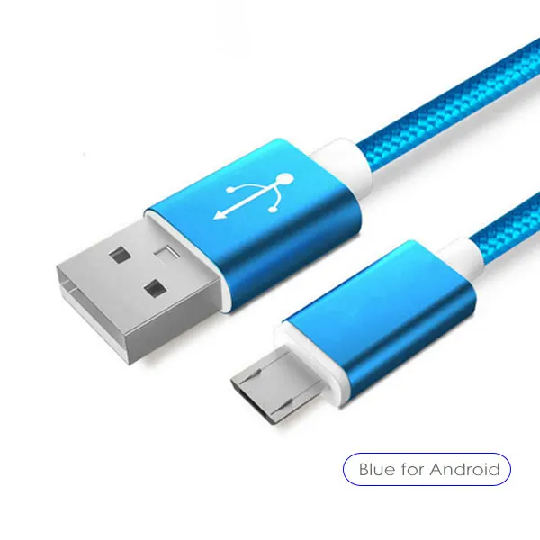 SUPTEC Кабель Micro-USB 5V 2.4A USB кабель с нейлоновой оплеткой, ВЫСОКАЯ ЧЁТКОСТЬ, быстро заряжающийся мобильный телефон кабель зарядного устройства микро-usb для samsung A7/xiaomi/LG/huawei - Цвет: Blue