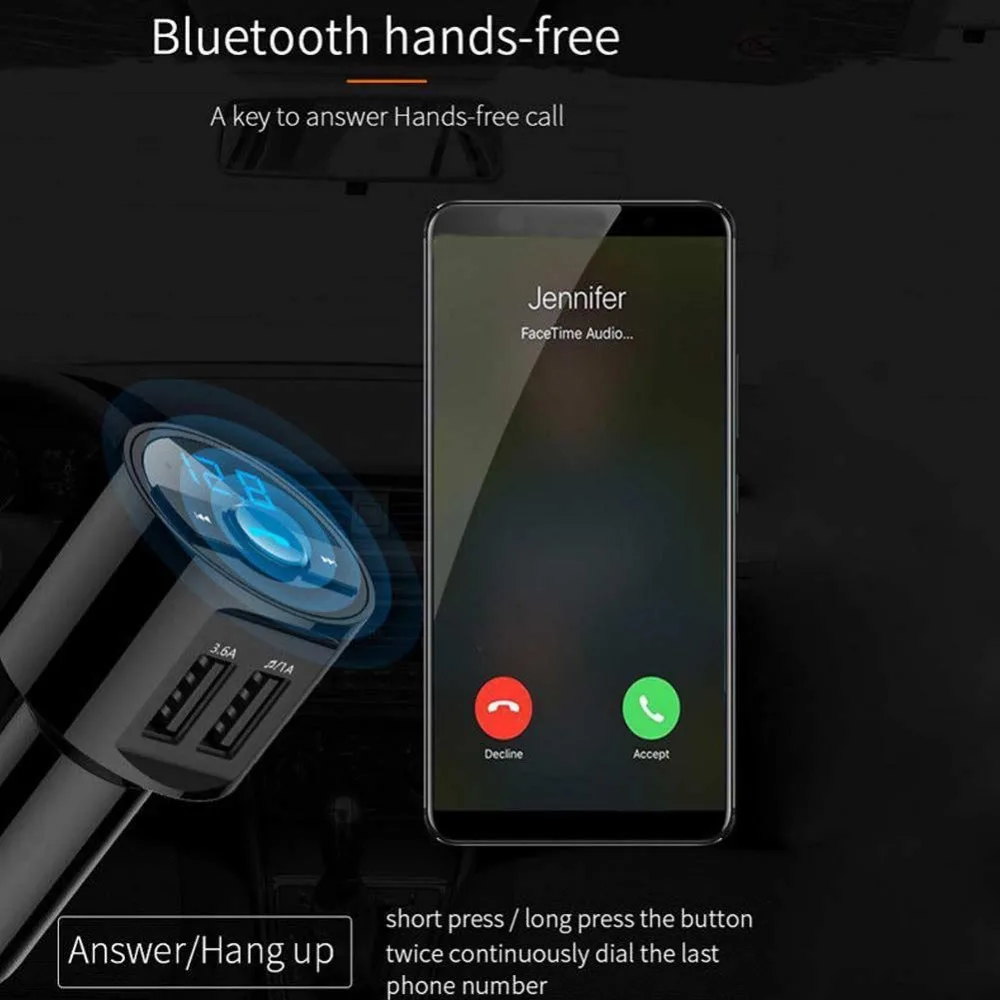 Bluetooth Handsfree Car Kit Dual USB Charger FM Transmitter Radio Adapter Car MP3 Player Hi-Speed USB2.0 Quick Charger