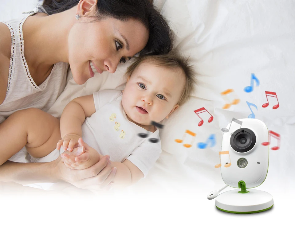 VB602 Wireless Baby Monitor Infant 2.4GHz Digital Video Baby Monitor Temperature Display Night Vision Music Nanny Monito