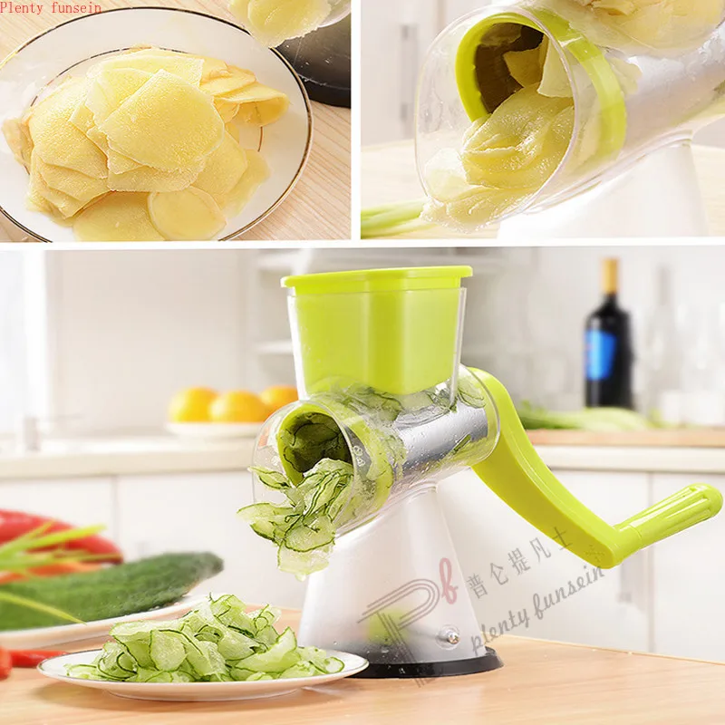 3 Blades green Vegetable Cutter cutting Potato chopping Manual machine Round Mandoline Slicer