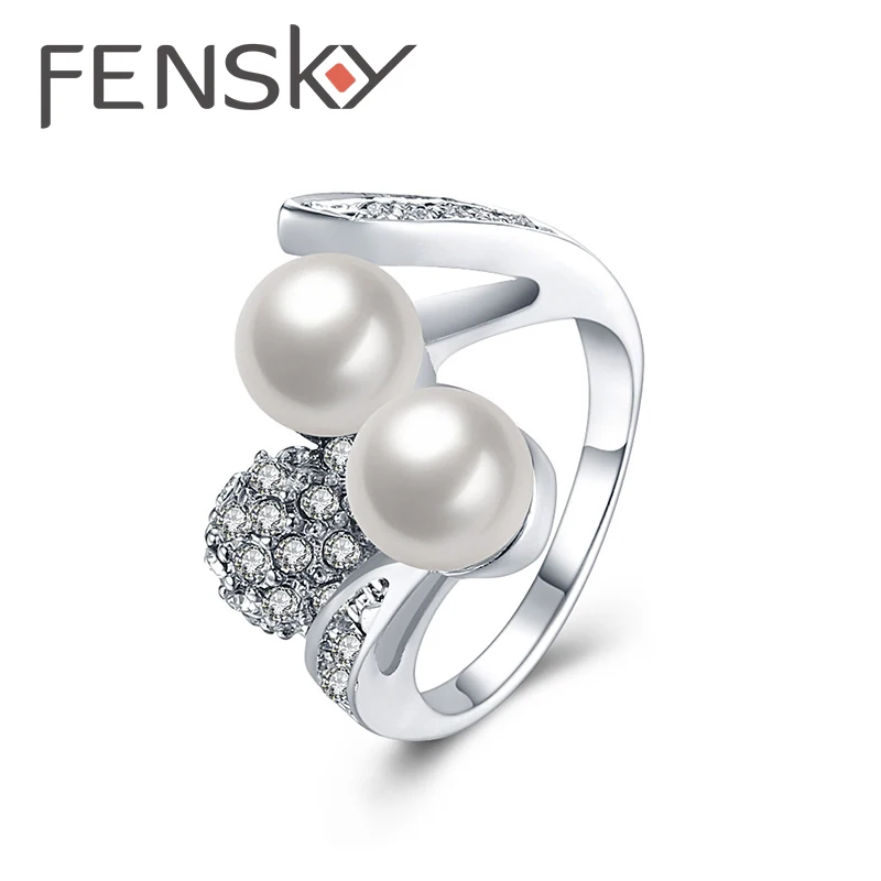 fensky western style female imitation pearl wedding rings elegant crystal finger ring for women trendy jewelry - Western Style Wedding Rings fensky western style female imitation pearl wedding rings elegant crystal finger ring for women trendy jewelry - Western Style Wedding Rings