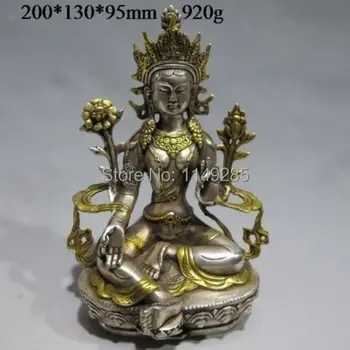

Tibet Silver Bronze Gilt Bodhisattva Buddha Statue -- White Tara Buddha