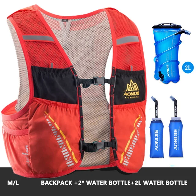 AONIJIE 5L Trail гидратационный жилет, рюкзак для пеших прогулок, велоспорта, кемпинга, марафона, рюкзак, сумка для бега - Цвет: ML set 2