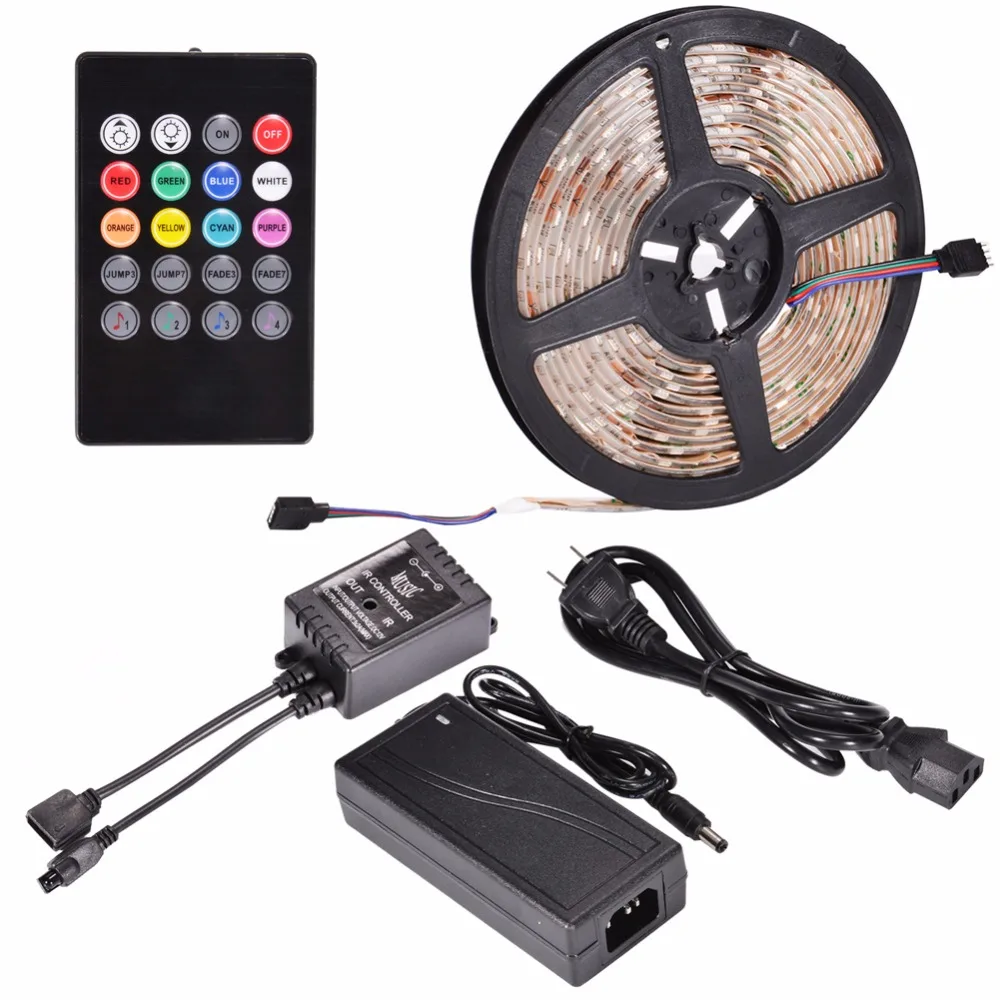 Lumiparty RGB Светодиодные ленты свет и пульт дистанционного управления 5 м 300 светодиодов RGB SMD 5050 Цвет изменение Водонепроницаемый музыка