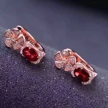 Натуральный Красный Гранат Камень Серьги 925 серебро натуральный драгоценный камень серьги женские ветряные мельницы личности модные серьги для помолвки