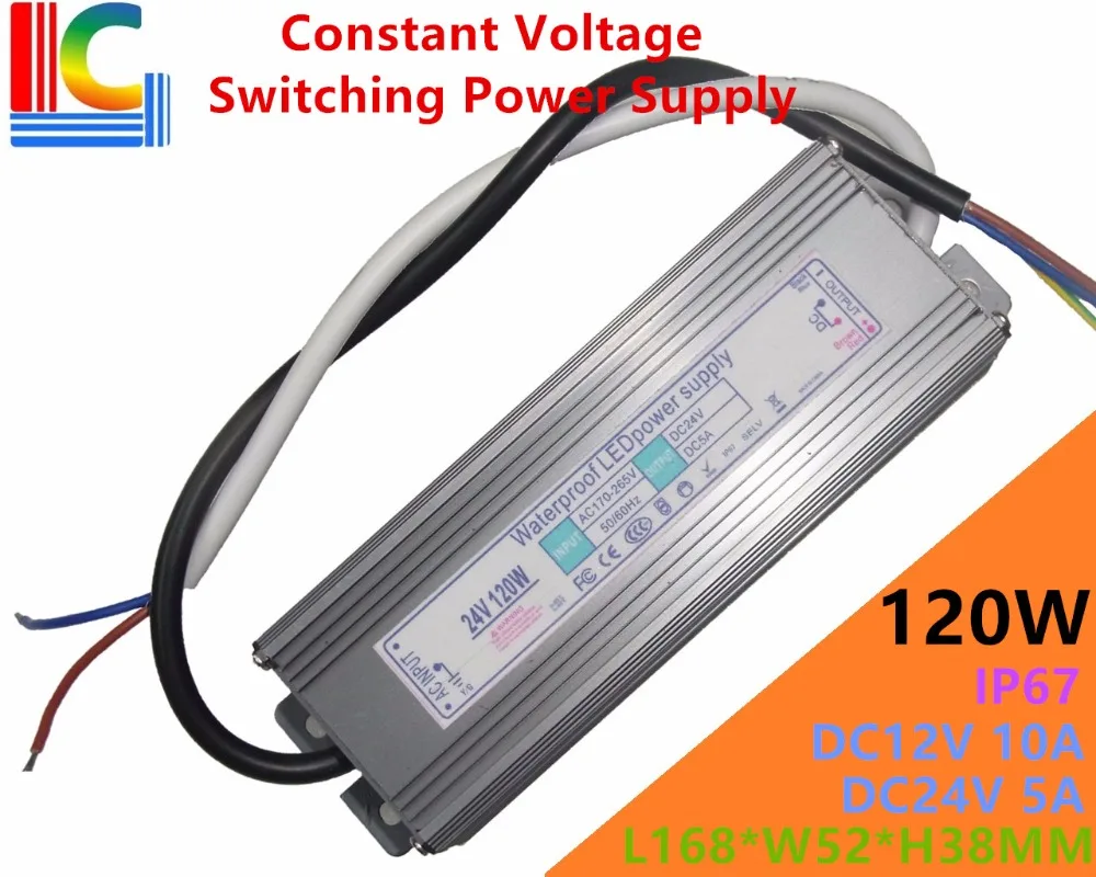 120 W IP65 Водонепроницаемый светодиодный коммутации Питание 12 V 24 V светодиодный драйвер адаптер 10A 5A подводный подземных 110 V 220 V CE