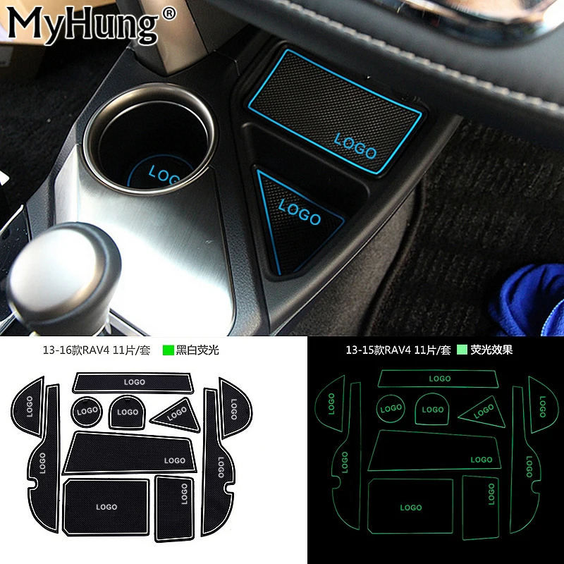 

For Toyota RAV4 2013 2014 2015 Car Door Gate Slot Pad Cup Mat Pad Car Door Groove Mat New Car Styling Accessory 11pcs