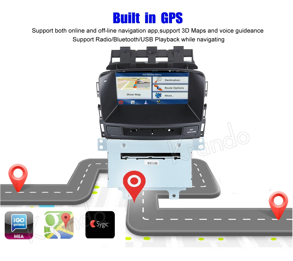 Perfect Krando 7" Android 8.0 car  audio radio navigation multimedia system for Opel Astra J 2010-2013 gps player bluetooth WIFI 3G DAB+ 2