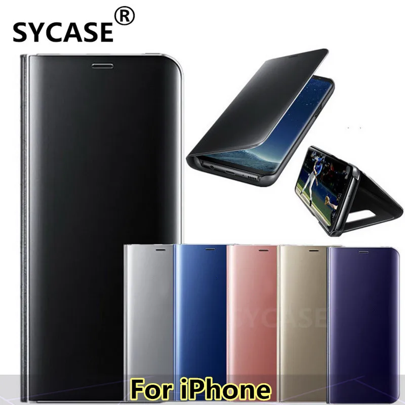 SYCASE Clear View зеркало смарт чехол для iPhone 6 S 7 8 Plus X XR Xs Max телефона флип