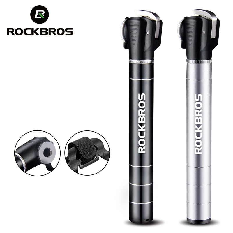 

ROCKBROS Mini Portable Air Pump 100Psi Aluminum Camping Tools Pump Hiking Tool Fit Cycing Presta & Schrader Valve Tire Bike Pump