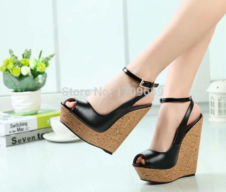 black wedge sandals size 3