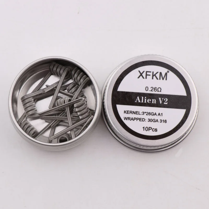 Новинка XFKM NI80 A1 SS316L 10 шт./лот готовая катушка ALIEN V2 проволочные катушки