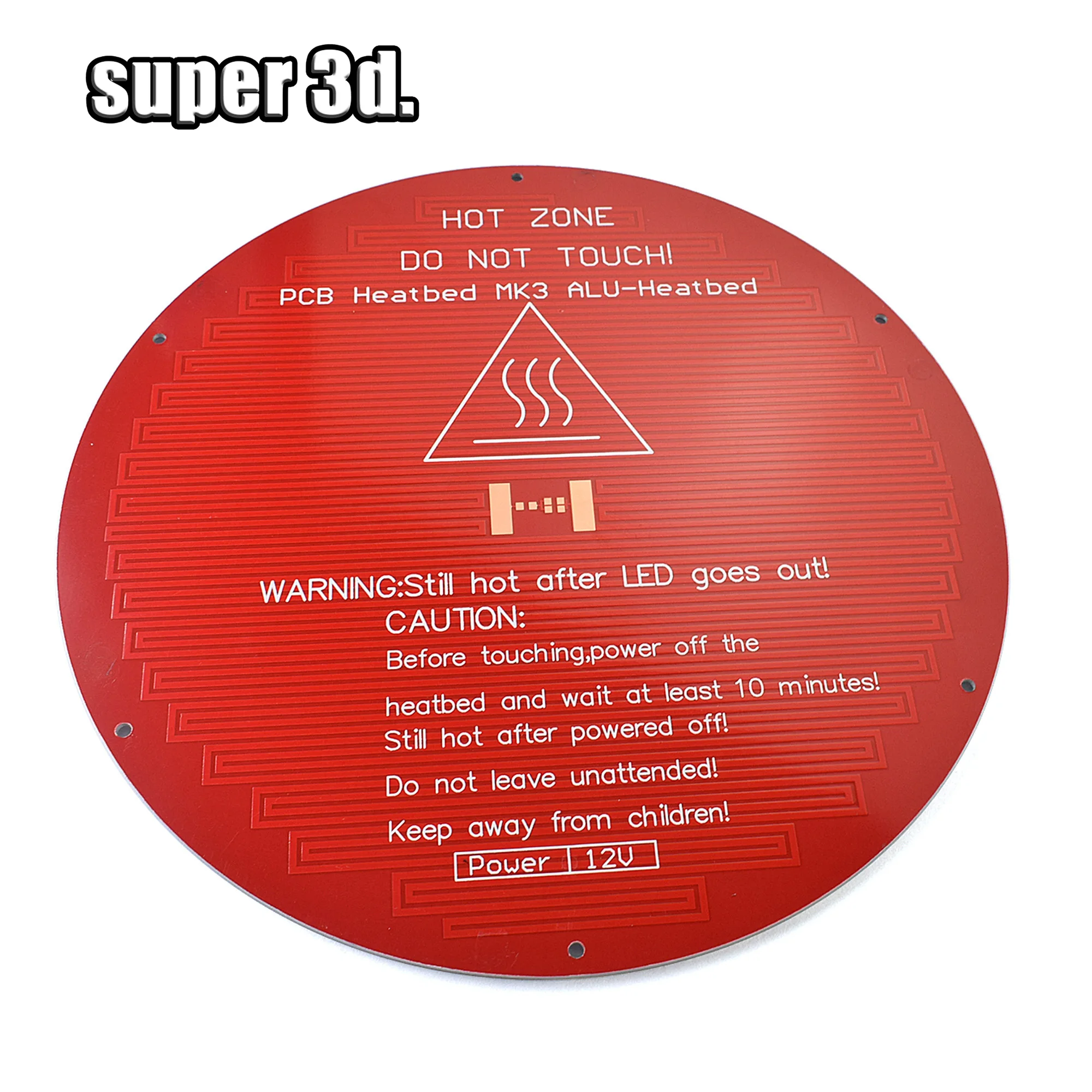 

MK3 Heat bed 220*3mm Aluminum Heatbed 12V round PCB hot bed for 3D printer