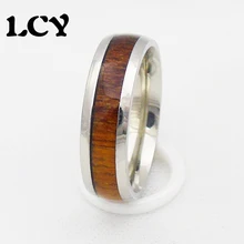 6mm Rings For Women Fashion Jewelry With New KOA Wood Inlay Stainless Steel Bague Anillos Vintage Anel Aneis Wedding Ring Ringen