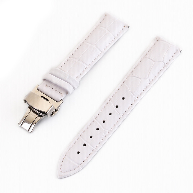 Pattern Watchstrap 12 13 14 15 16 17 18 19 20 21 22 24mm Genuine Leather Watch Band Metal Butterfly Buckle Wrist Belt