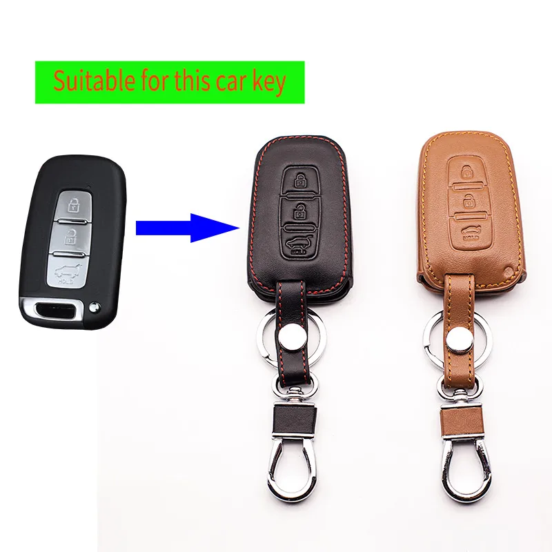 

High-quality leather key case cover Key case for Kia RIO K2 K3 K5 Sportage Sorento 3-button smart key cleaner keys accessories