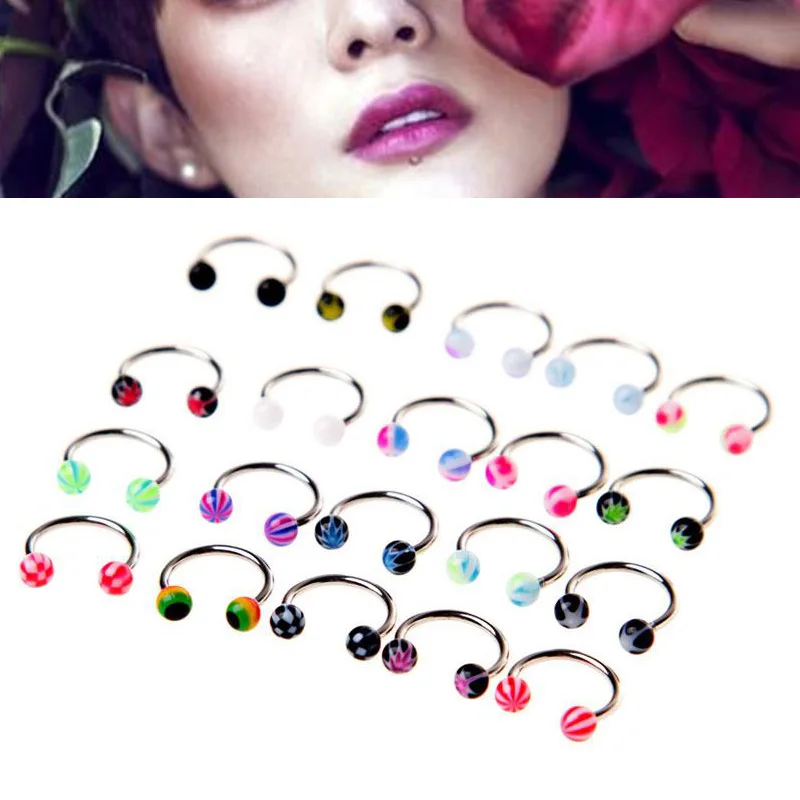 

14pcs Acrylic Piercing Nose Rings Clip on Ear Lip Nail Navel Body Jewelry Mixed Color Piercing Fake Percing Women Jewelry