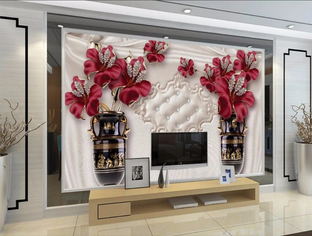 Beibehang пользовательские обои 3D гостиная спальня ТВ европейские ювелирные изделия цветок ТВ фон стены Настенные обои для стен 3 d