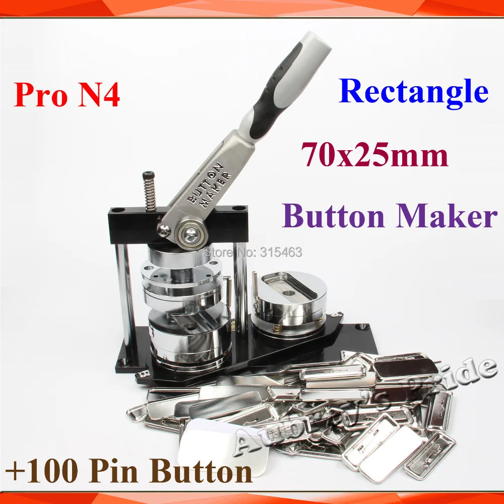 free shipping new professional n4 rectangle 70x25mm badge button