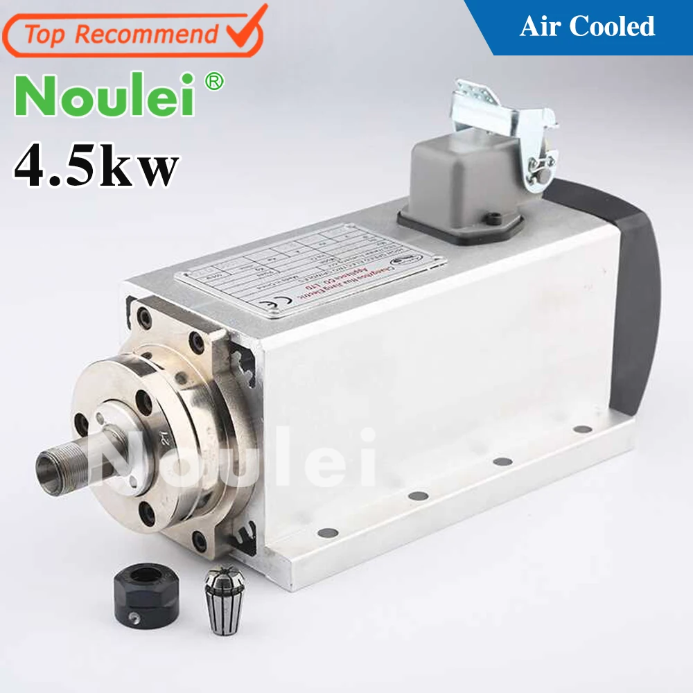 

Noulei 4.5kw Low Speed Spindle Motor Set Air Cooled 220V 380V with ER25 Chuck for CNC Wood And Acrylic Engraving Milling