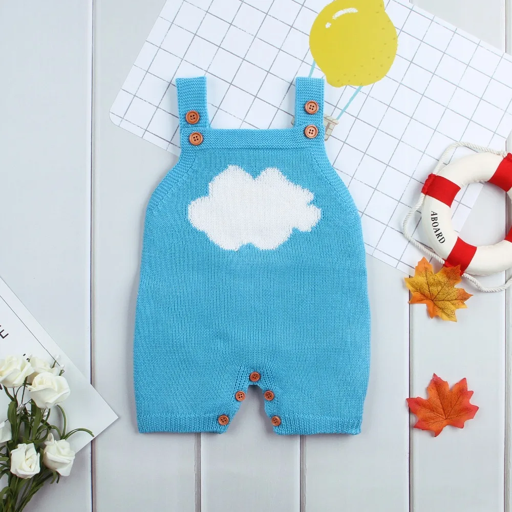 

Newborn Baby Boys Knitted Rompers Clothes Blue Sleeveless Toddler Girls Overalls Autumn Casual Infant One Piece Jumpsuit Clothes