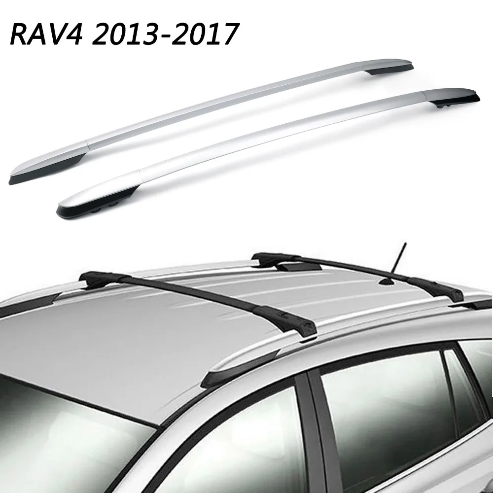 Areyourshop لتويوتا RAV4 2013-2018 الألومنيوم مصنع الفضة أعلى حامل سقفي سياج جانبي شريط إكسسوارات automovil سيارة التصميم