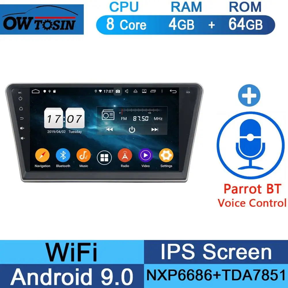 64G Parrot BT Android 9,0 Восьмиядерный 10," ips 4 Гб ram+ 64 Гб rom Автомобильный DVD радио плеер gps для peugeot 408 DSP CarPlay Parrot BT Adas - Цвет: 64G Parrot BT