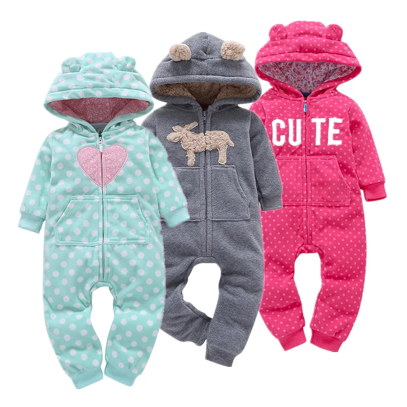 

Baby Rompers Spring Autumn Cotton Padded Girls Clothing Set Full Sleeve Cartoon Toddler Hooded Clothes Newborn Infant Jumpsuits